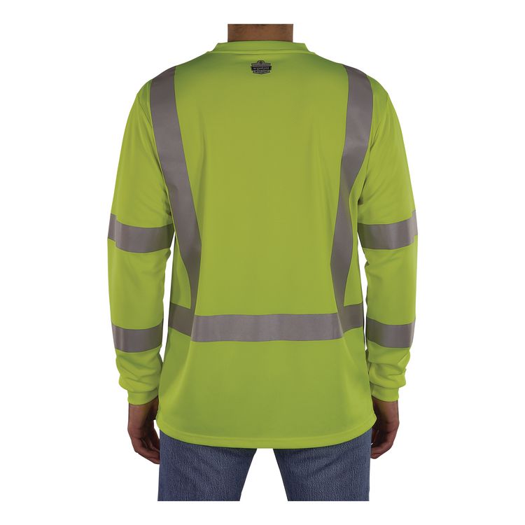 GloWear 8368 Class 3 Essential Hi-Vis Long Sleeve T-Shirt, Small, Lime