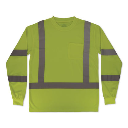GloWear 8368 Class 3 Essential Hi-Vis Long Sleeve T-Shirt, Small, Lime