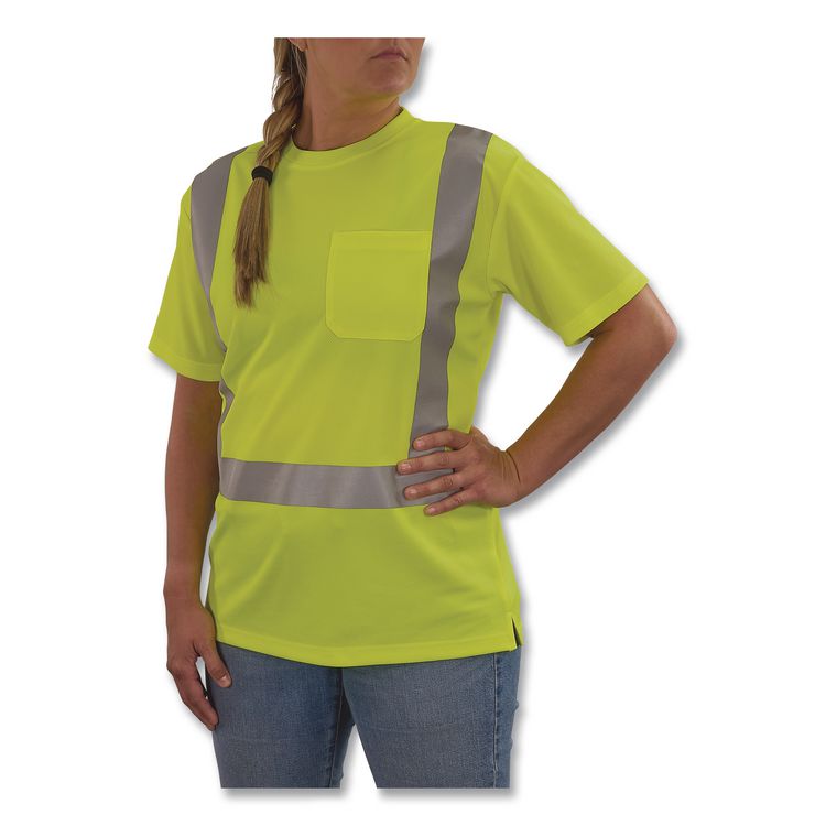 GloWear 8274 Class 2 Women's Essential Hi-Vis T-Shirt, Medium, Lime