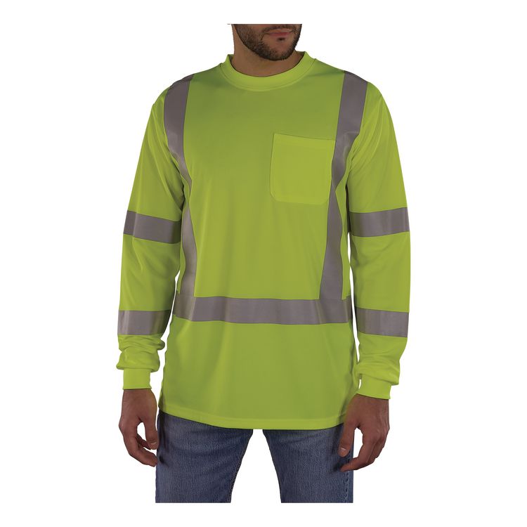 GloWear 8368 Class 3 Essential Hi-Vis Long Sleeve T-Shirt, 2X-Large, Lime