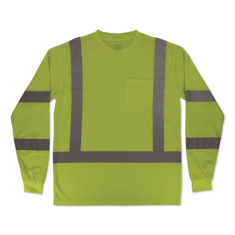GloWear 8368 Class 3 Essential Hi-Vis Long Sleeve T-Shirt, 2X-Large, Lime