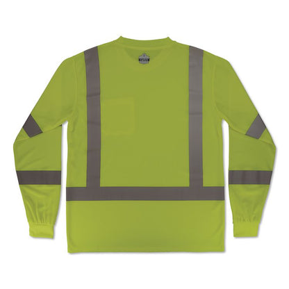 GloWear 8368 Class 3 Essential Hi-Vis Long Sleeve T-Shirt, 3X-Large, Lime