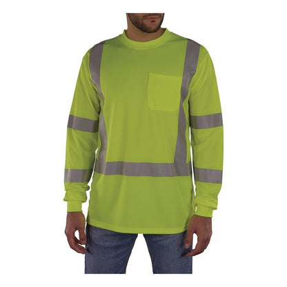 GloWear 8368 Class 3 Essential Hi-Vis Long Sleeve T-Shirt, 3X-Large, Lime