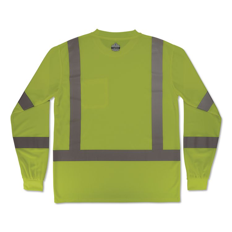 GloWear 8368 Class 3 Essential Hi-Vis Long Sleeve T-Shirt, 4X-Large, Lime