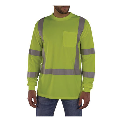 GloWear 8368 Class 3 Essential Hi-Vis Long Sleeve T-Shirt, 4X-Large, Lime