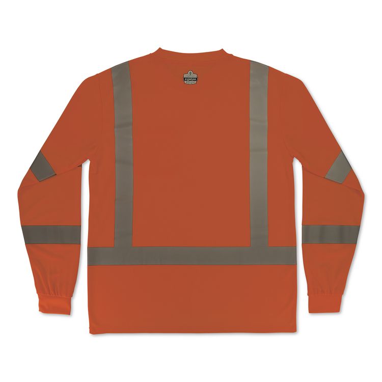 GloWear 8368 Class 3 Essential Hi-Vis Long Sleeve T-Shirt, X-Small, Orange