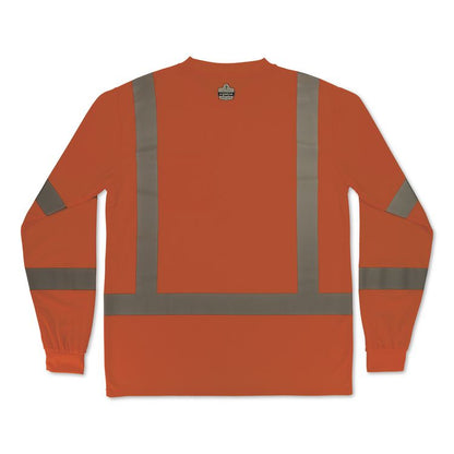 GloWear 8368 Class 3 Essential Hi-Vis Long Sleeve T-Shirt, X-Small, Orange