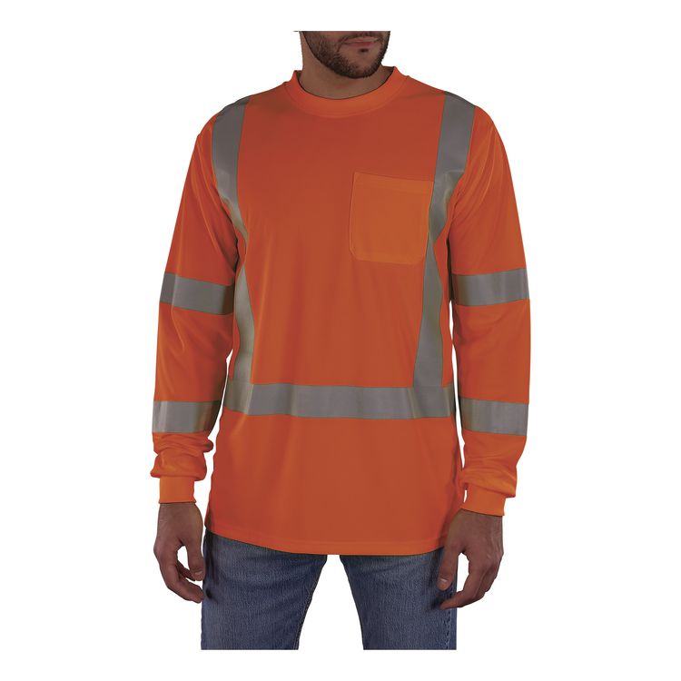 GloWear 8368 Class 3 Essential Hi-Vis Long Sleeve T-Shirt, X-Small, Orange