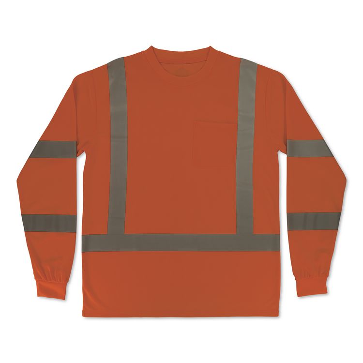 GloWear 8368 Class 3 Essential Hi-Vis Long Sleeve T-Shirt, X-Small, Orange