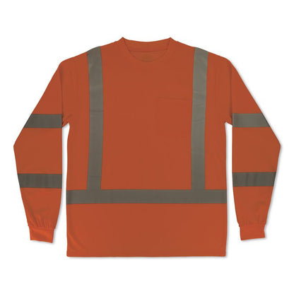 GloWear 8368 Class 3 Essential Hi-Vis Long Sleeve T-Shirt, Small, Orange