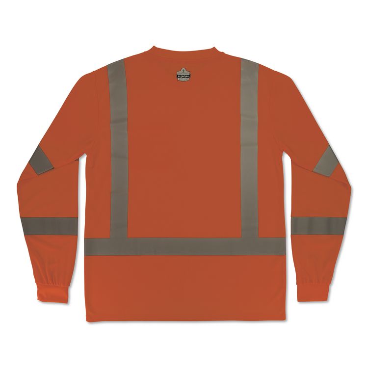 GloWear 8368 Class 3 Essential Hi-Vis Long Sleeve T-Shirt, Large, Orange