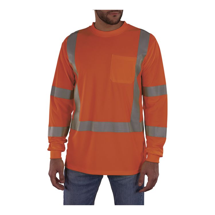 GloWear 8368 Class 3 Essential Hi-Vis Long Sleeve T-Shirt, Large, Orange