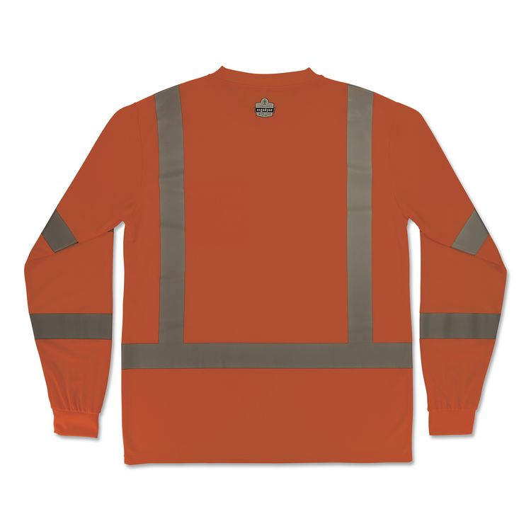 GloWear 8368 Class 3 Essential Hi-Vis Long Sleeve T-Shirt, X-Large, Orange