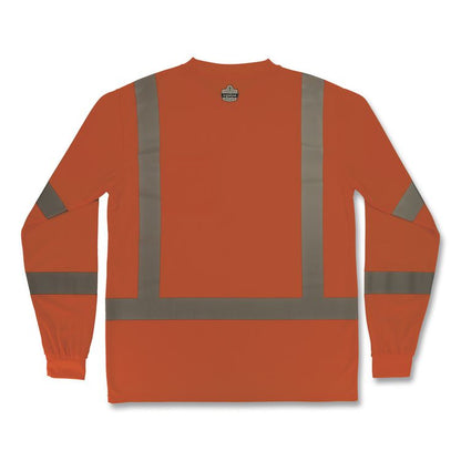 GloWear 8368 Class 3 Essential Hi-Vis Long Sleeve T-Shirt, 4X-Large, Orange