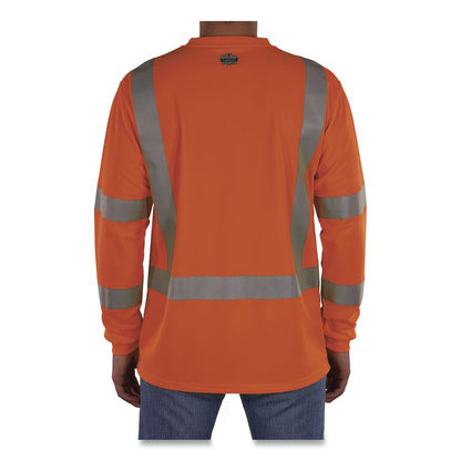 GloWear 8368 Class 3 Essential Hi-Vis Long Sleeve T-Shirt, 4X-Large, Orange