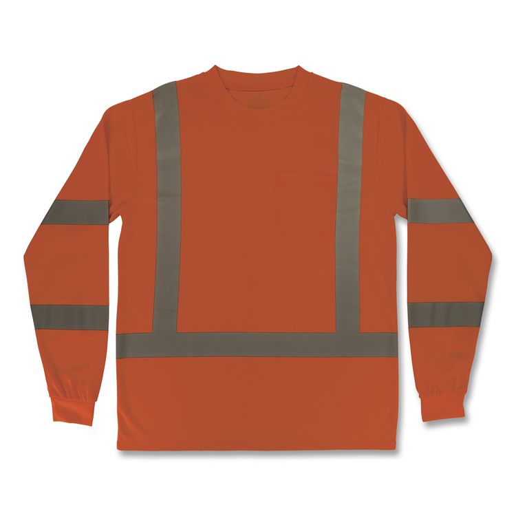GloWear 8368 Class 3 Essential Hi-Vis Long Sleeve T-Shirt, 4X-Large, Orange