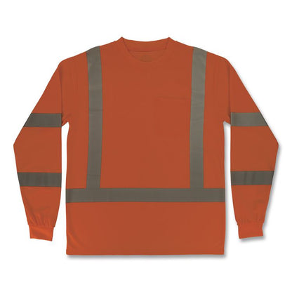 GloWear 8368 Class 3 Essential Hi-Vis Long Sleeve T-Shirt, 4X-Large, Orange
