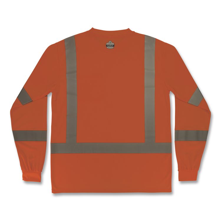 GloWear 8368 Class 3 Essential Hi-Vis Long Sleeve T-Shirt, 5X-Large, Orange