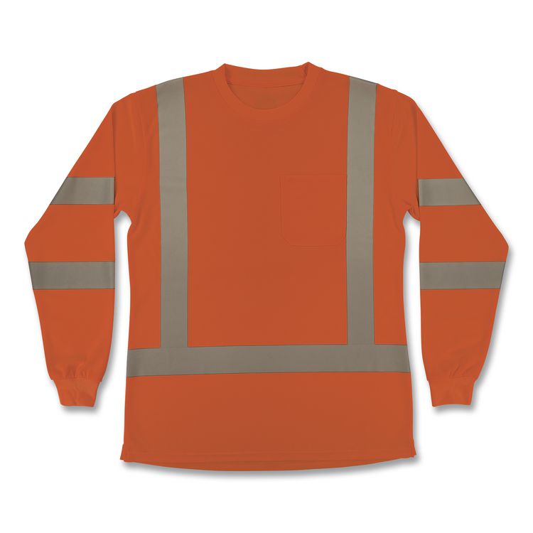 GloWear 8374 Class 3 Women's Essential Hi-Vis Long Sleeve T-Shirt, 3X-Large, Orange