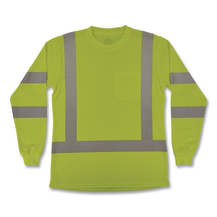 GloWear 8374 Class 3 Women's Essential Hi-Vis Long Sleeve T-Shirt, Small, Lime