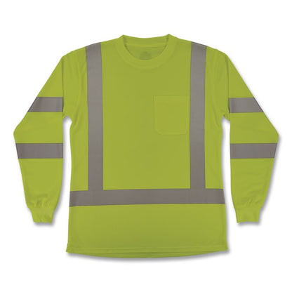 GloWear 8374 Class 3 Women's Essential Hi-Vis Long Sleeve T-Shirt, Small, Lime