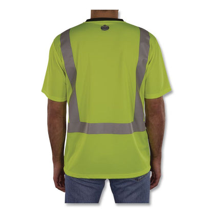 GloWear 8286BK Class 2 Essential Hi-Vis T-Shirt with Black Bottom, X-Small, Lime