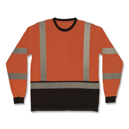 GloWear 8369BK Class 3 Essential Hi-Vis Long Sleeve T-Shirt with Black Bottom, 5X-Large, Orange