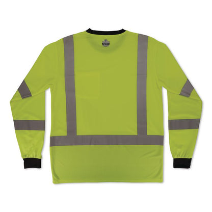 GloWear 8369BK Class 3 Essential Hi-Vis Long Sleeve T-Shirt with Black Bottom, Medium, Lime