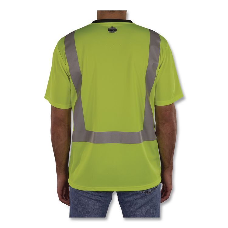 GloWear 8286BK Class 2 Essential Hi-Vis T-Shirt with Black Bottom, Small, Lime