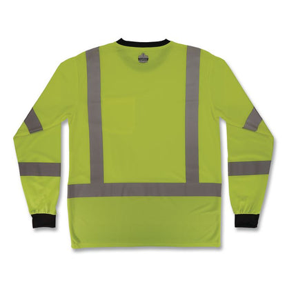 GloWear 8369BK Class 3 Essential Hi-Vis Long Sleeve T-Shirt with Black Bottom, Large, Lime