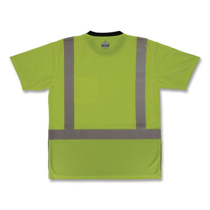 GloWear 8286BK Class 2 Essential Hi-Vis T-Shirt with Black Bottom, Medium, Lime