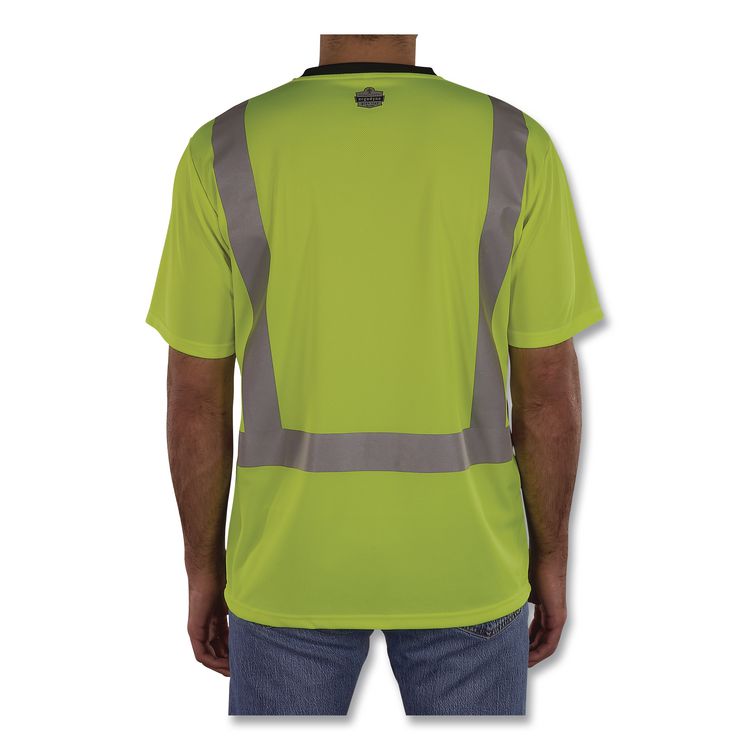 GloWear 8286BK Class 2 Essential Hi-Vis T-Shirt with Black Bottom, Medium, Lime