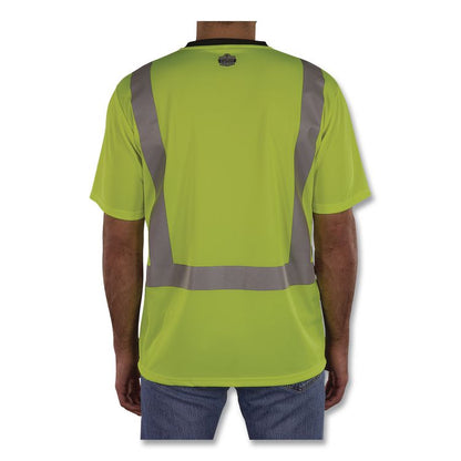 GloWear 8286BK Class 2 Essential Hi-Vis T-Shirt with Black Bottom, Medium, Lime