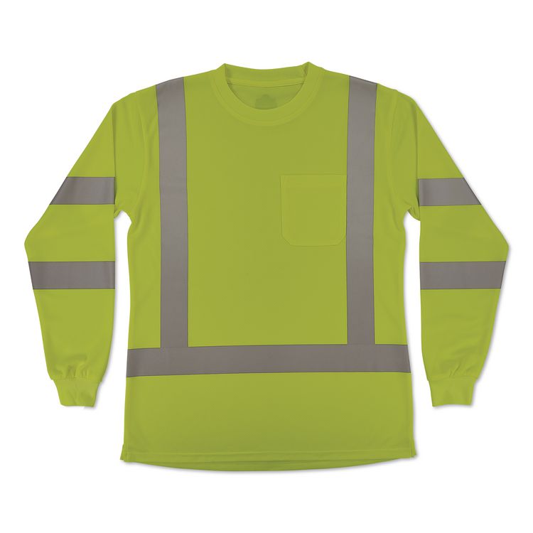 GloWear 8374 Class 3 Women's Essential Hi-Vis Long Sleeve T-Shirt, Large, Lime