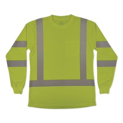 GloWear 8374 Class 3 Women's Essential Hi-Vis Long Sleeve T-Shirt, Large, Lime