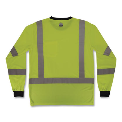 GloWear 8369BK Class 3 Essential Hi-Vis Long Sleeve T-Shirt with Black Bottom, X-Large, Lime