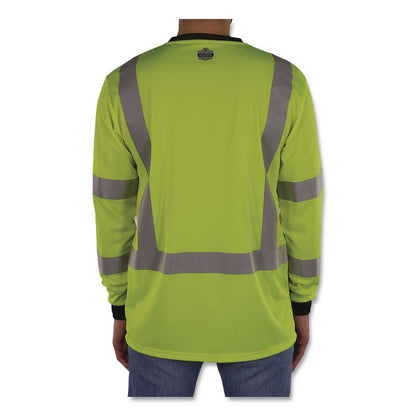 GloWear 8369BK Class 3 Essential Hi-Vis Long Sleeve T-Shirt with Black Bottom, X-Large, Lime
