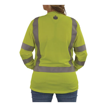 GloWear 8374 Class 3 Women's Essential Hi-Vis Long Sleeve T-Shirt, X-Large, Lime