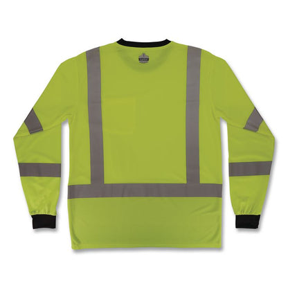 GloWear 8369BK Class 3 Essential Hi-Vis Long Sleeve T-Shirt with Black Bottom, 2X-Large, Lime