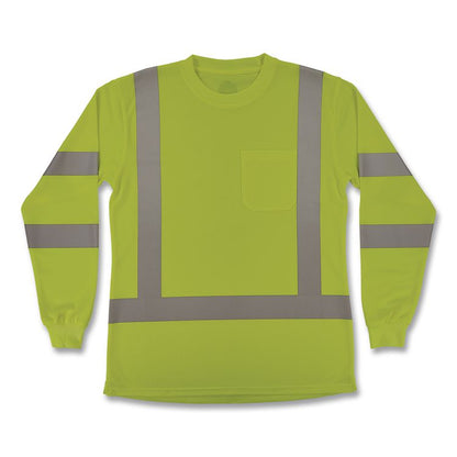 GloWear 8374 Class 3 Women's Essential Hi-Vis Long Sleeve T-Shirt, X-Large, Lime