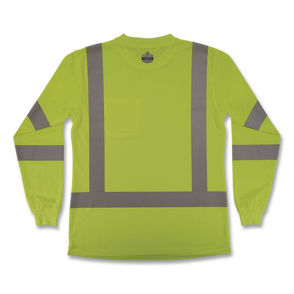 GloWear 8374 Class 3 Women's Essential Hi-Vis Long Sleeve T-Shirt, 2X-Large, Lime
