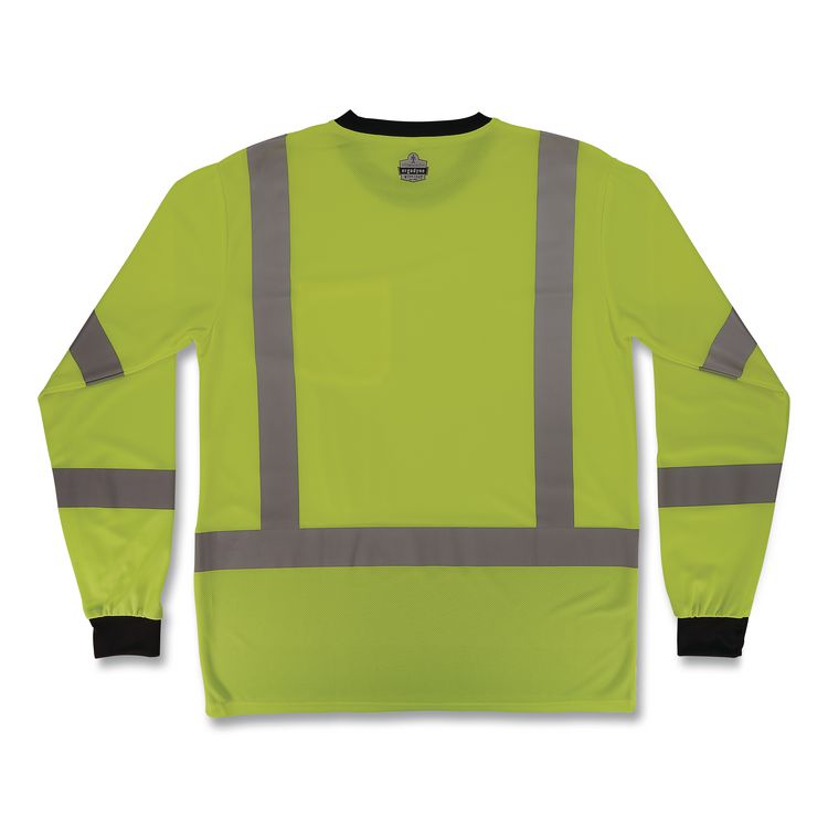 GloWear 8369BK Class 3 Essential Hi-Vis Long Sleeve T-Shirt with Black Bottom, 3X-Large, Lime