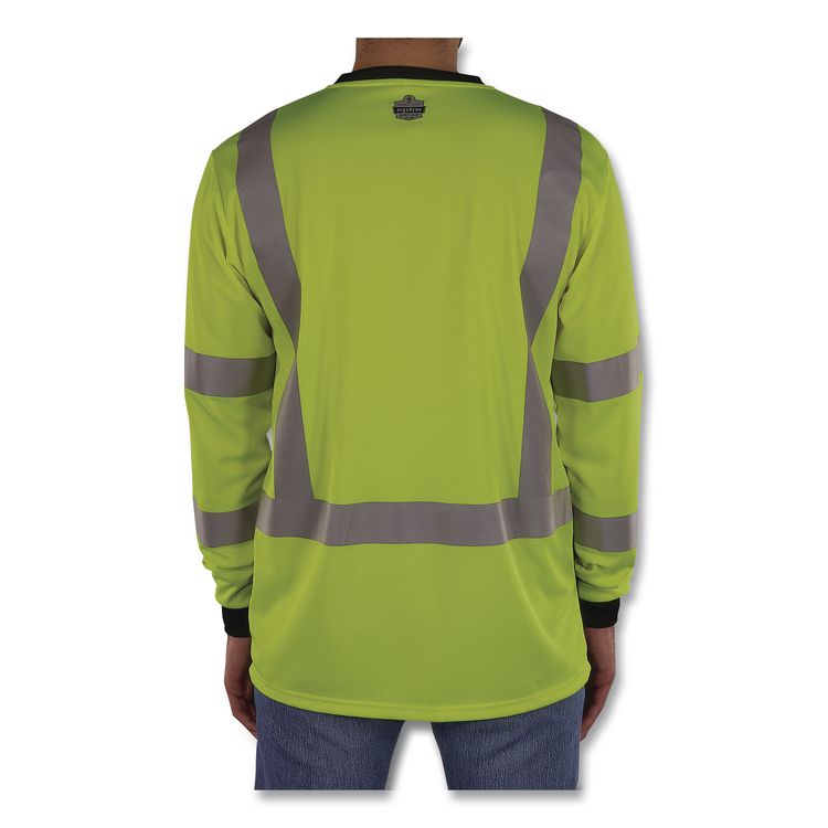 GloWear 8369BK Class 3 Essential Hi-Vis Long Sleeve T-Shirt with Black Bottom, 3X-Large, Lime