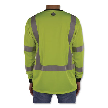 GloWear 8369BK Class 3 Essential Hi-Vis Long Sleeve T-Shirt with Black Bottom, 4X-Large, Lime