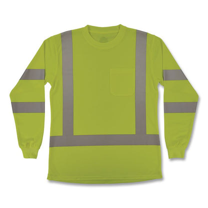 GloWear 8374 Class 3 Women's Essential Hi-Vis Long Sleeve T-Shirt, 3X-Large, Lime