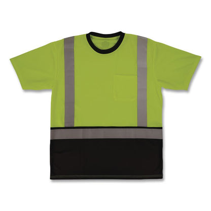 GloWear 8286BK Class 2 Essential Hi-Vis T-Shirt with Black Bottom, 3X-Large, Lime