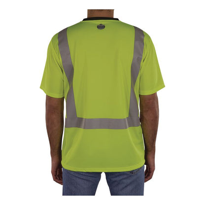 GloWear 8286BK Class 2 Essential Hi-Vis T-Shirt with Black Bottom, 4X-Large, Lime