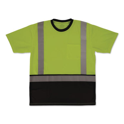 GloWear 8286BK Class 2 Essential Hi-Vis T-Shirt with Black Bottom, 4X-Large, Lime