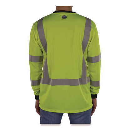 GloWear 8369BK Class 3 Essential Hi-Vis Long Sleeve T-Shirt with Black Bottom, 5X-Large, Lime
