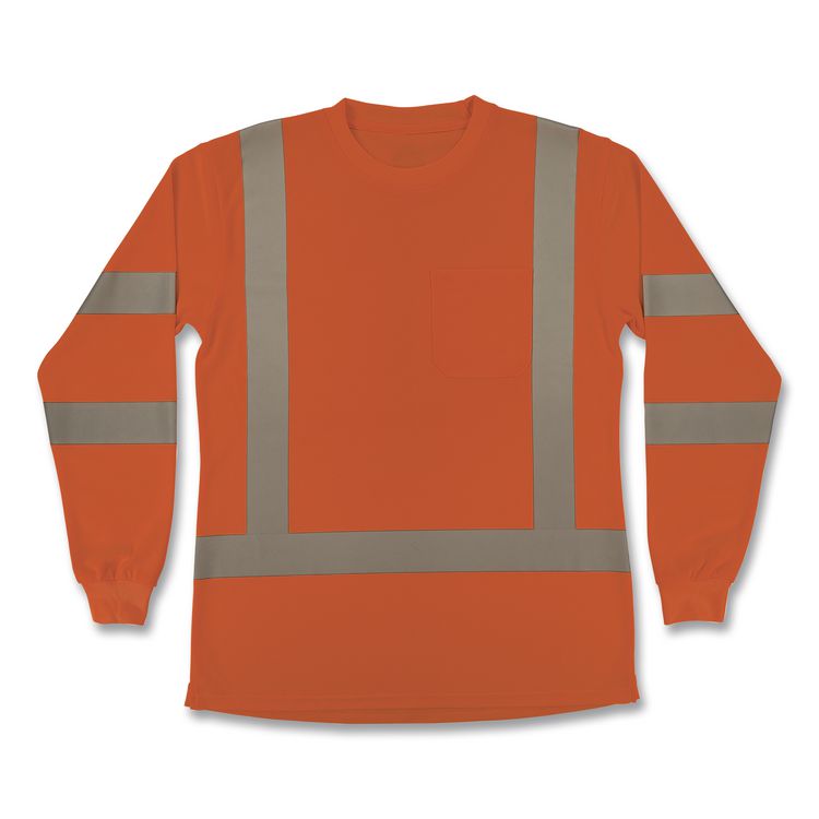 GloWear 8374 Class 3 Women's Essential Hi-Vis Long Sleeve T-Shirt, Small, Orange